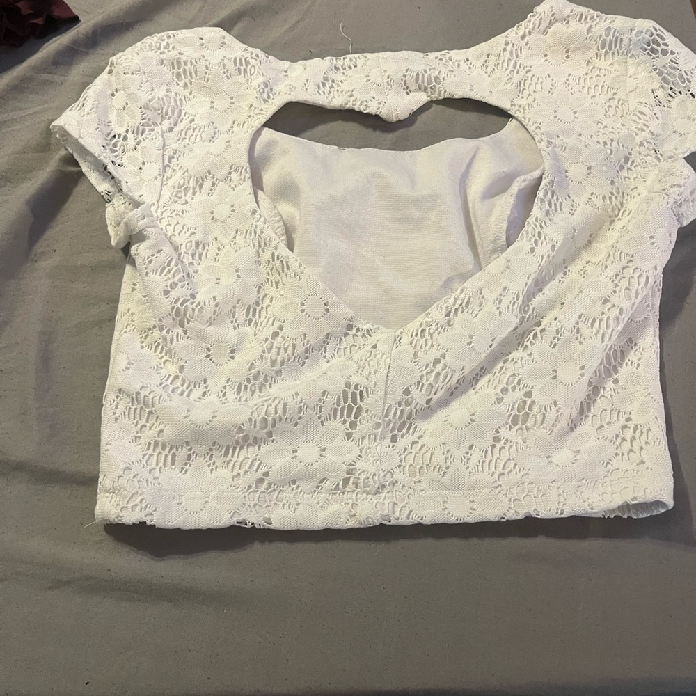 Charlotte Russe White Lace Crop Top - Picture 2 of 2